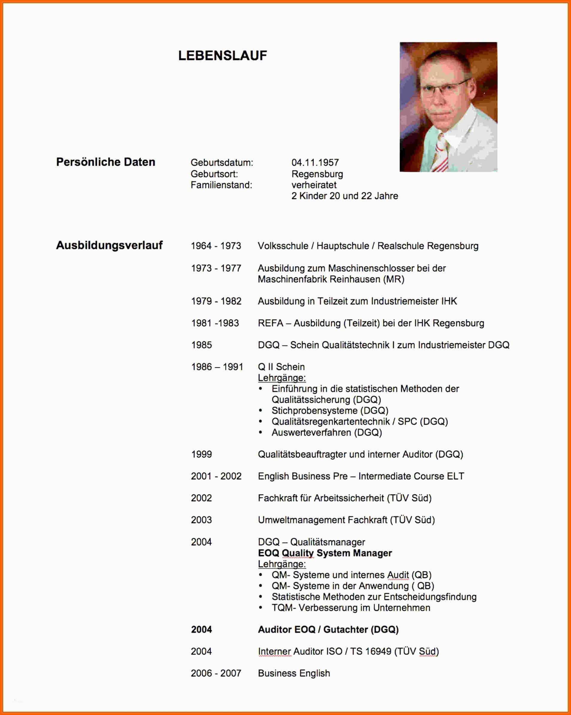 lebenslauf in der informatik