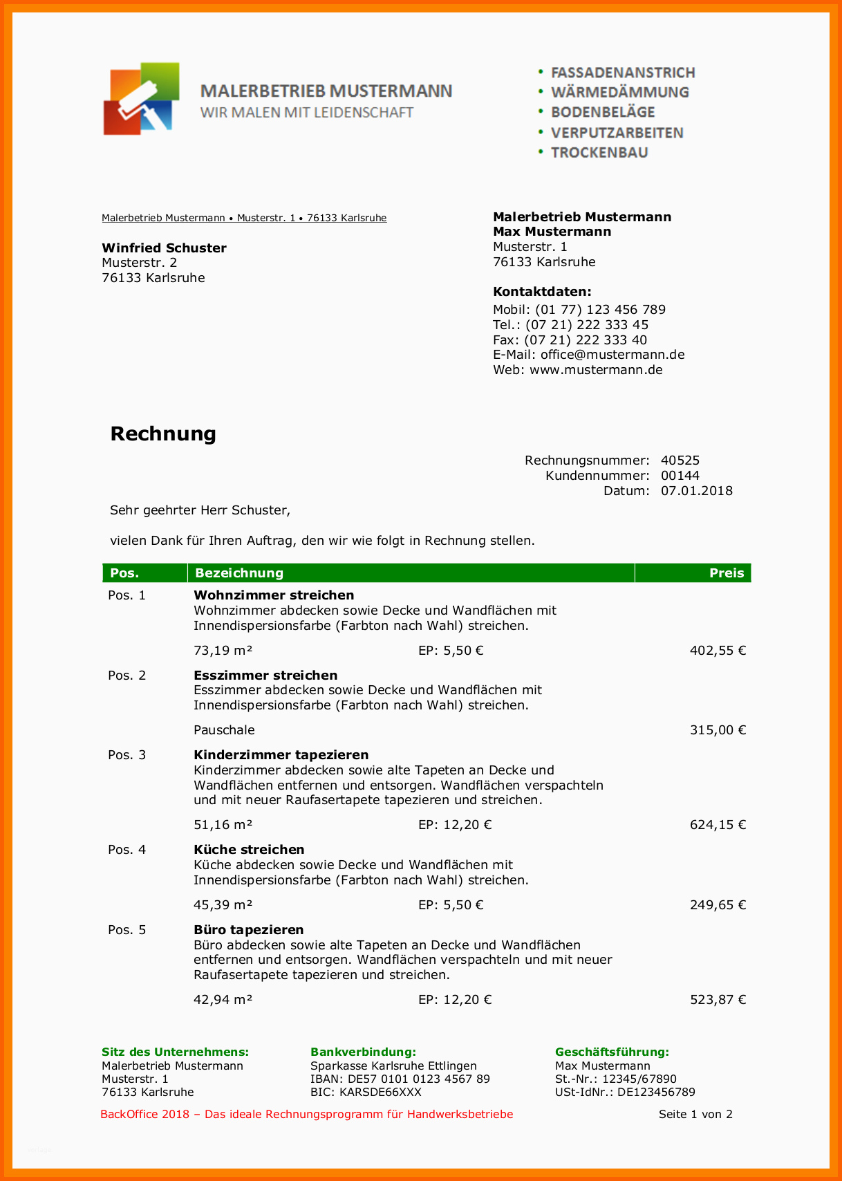 Allerbeste 17 Rechnung Malerarbeiten Muster
