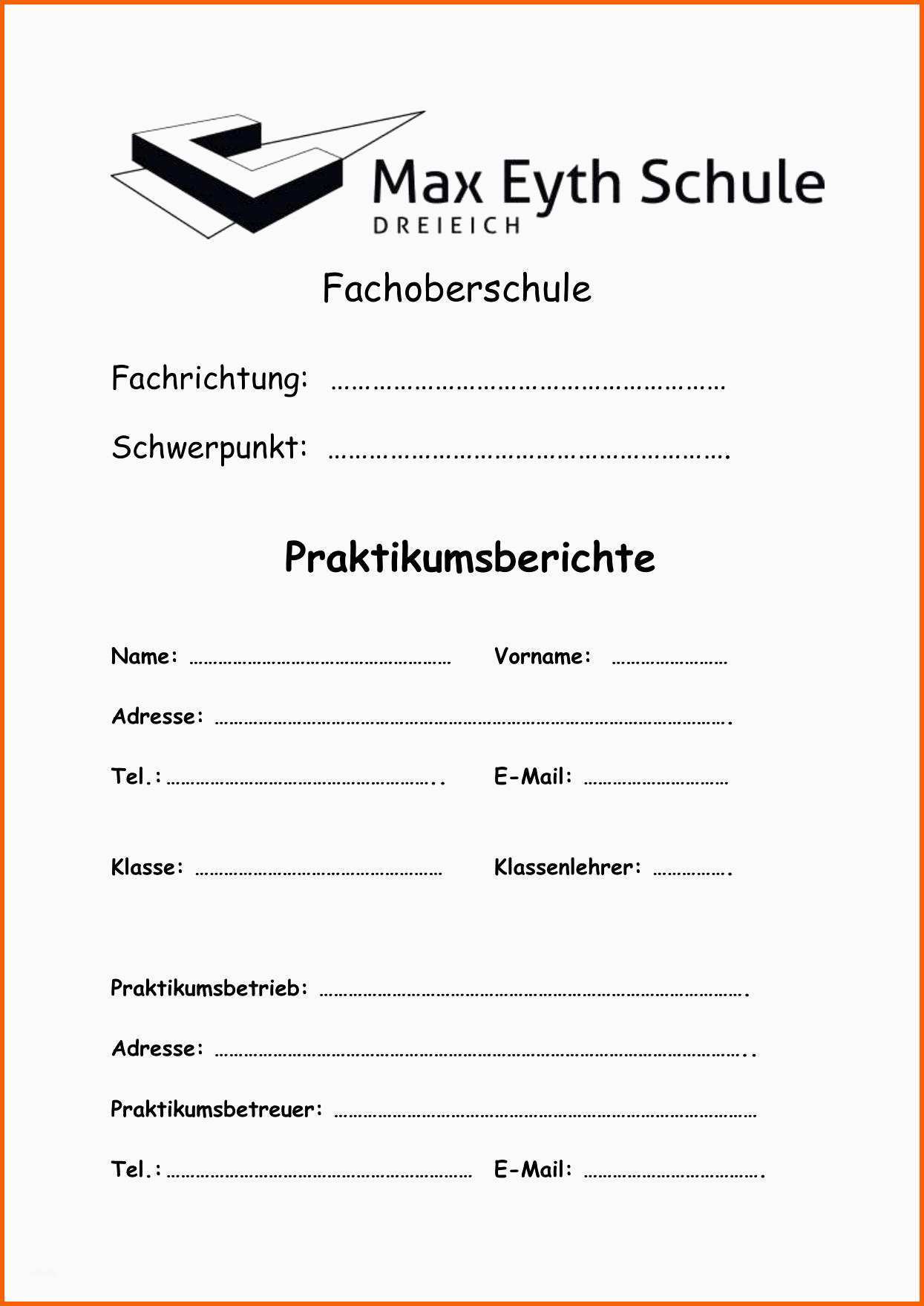 Allerbeste 20 Deckblatt Praktikumsmappe Vorlage