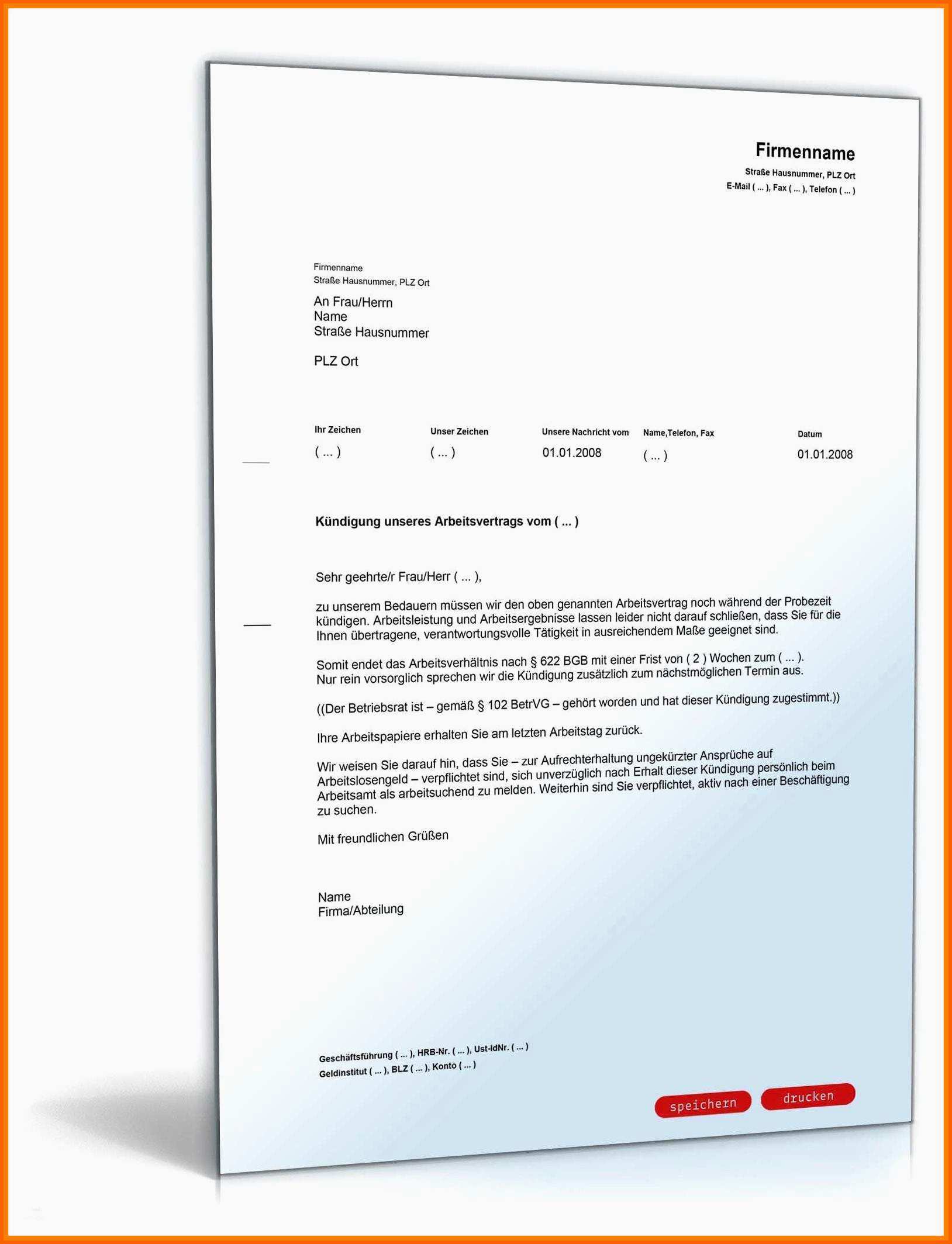 Allerbeste 20 Kändigungsbestätigung Arbeitsvertrag Arbeitgeber