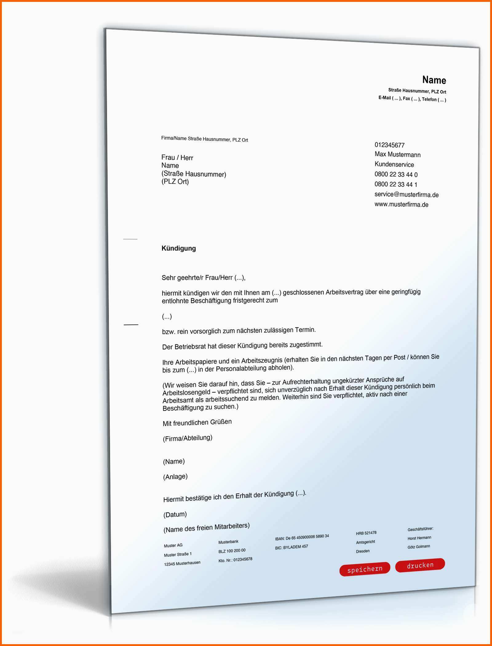 Allerbeste Arbeitgeber Paket Kündigungen Muster Vorlagen Und