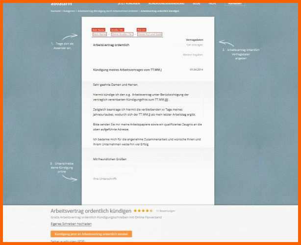 arbeitsvertrag kuendigen vorlage