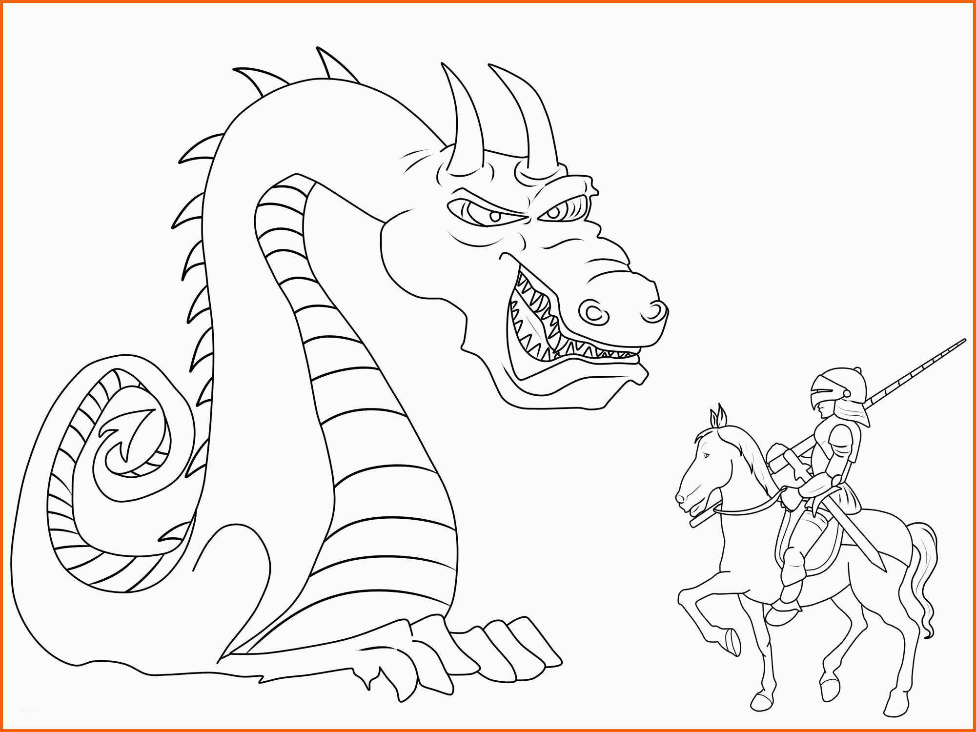 Allerbeste Ausmalbild Ritter Und Drachen Riesiger Drache Und Ritter