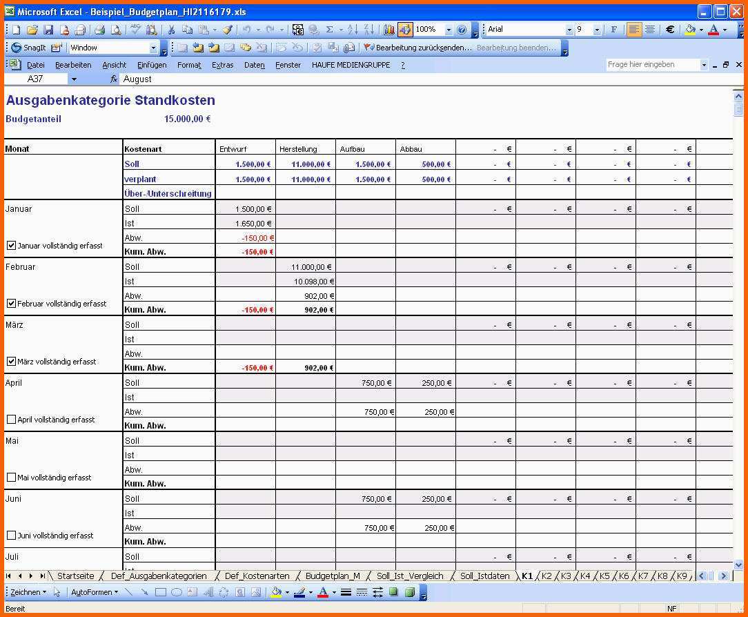 bud planung excel