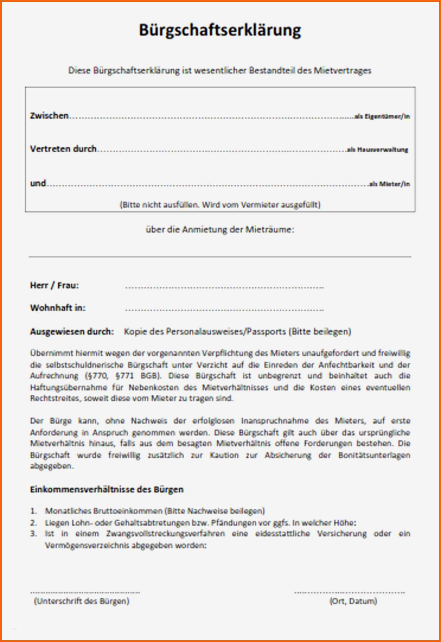 Allerbeste Bürgschaft Miete Muster Pdf – Nur Eine andere Bildergalerie
