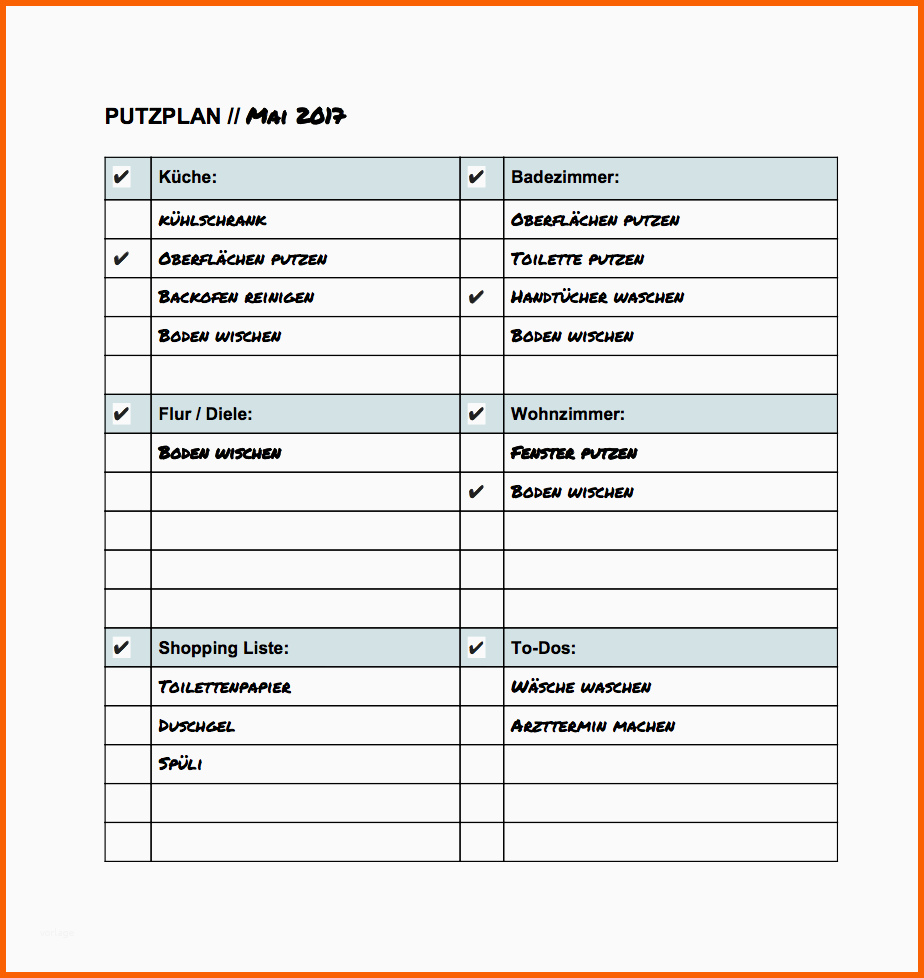 Allerbeste Die 3 Besten Putzpläne Zum Download