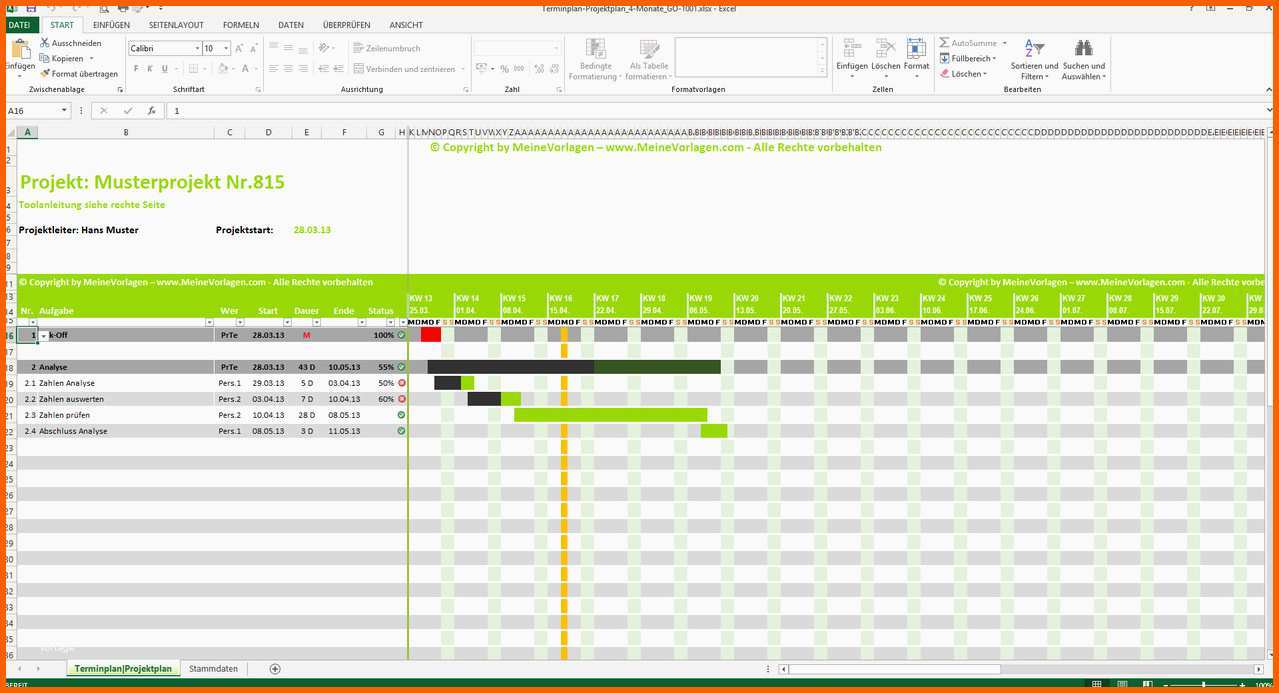 Allerbeste Excel Projektplan Vorlage Projektplanungstool Zeitplan