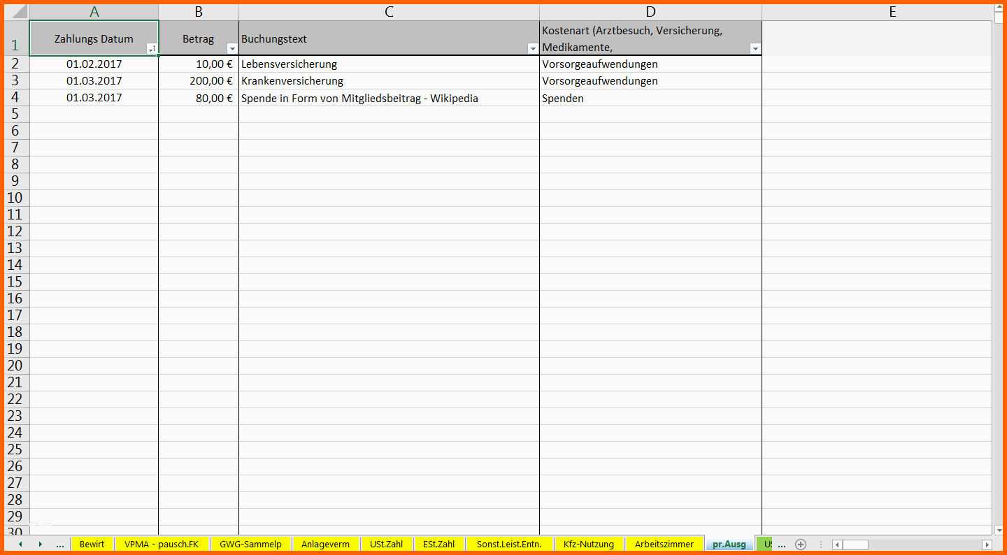 Allerbeste Excel Vorlage Einnahmenüberschussrechnung EÜr Pierre