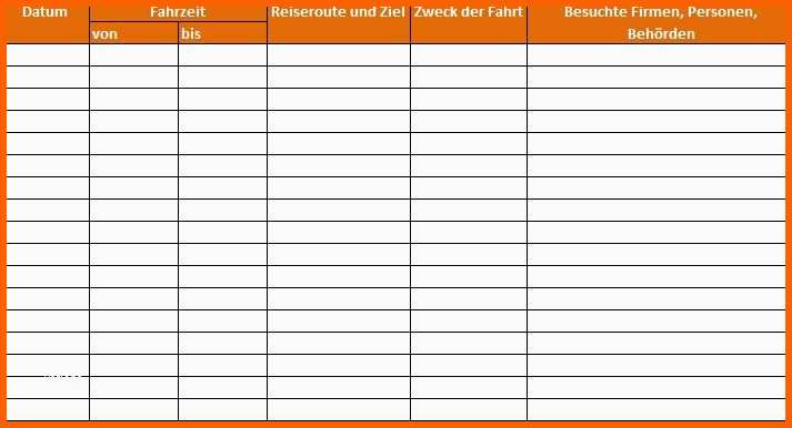 Allerbeste Fahrtenbuch Excel Vorlage