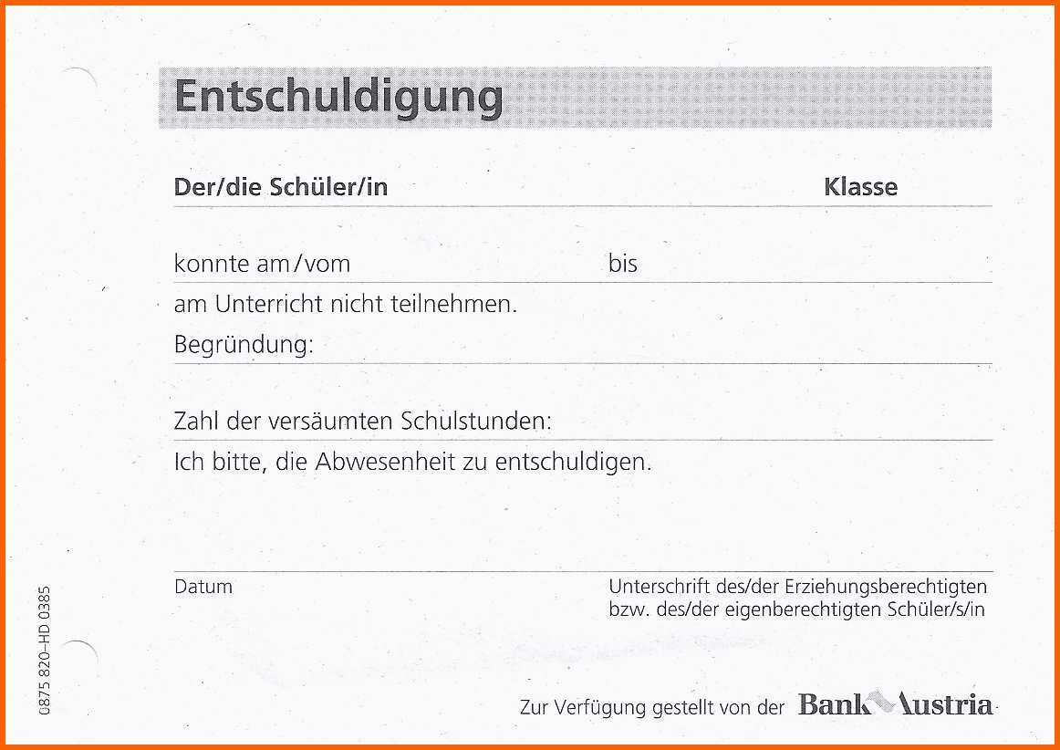 Allerbeste Genial Entschuldigung Schule Vorlage Pdf