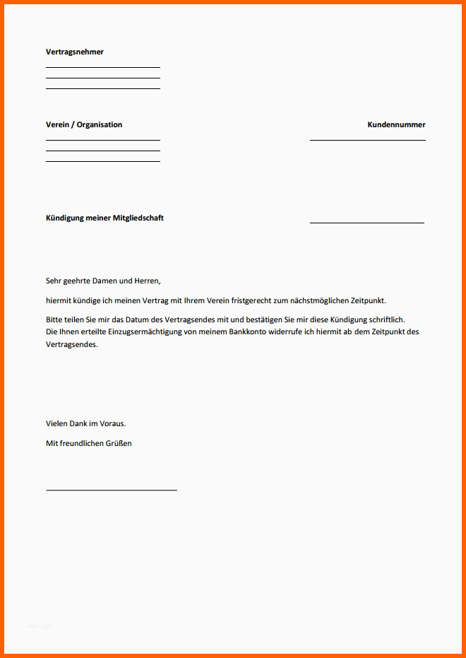 Allerbeste Kündigung Mitgliedschaft Vorlage Text Word
