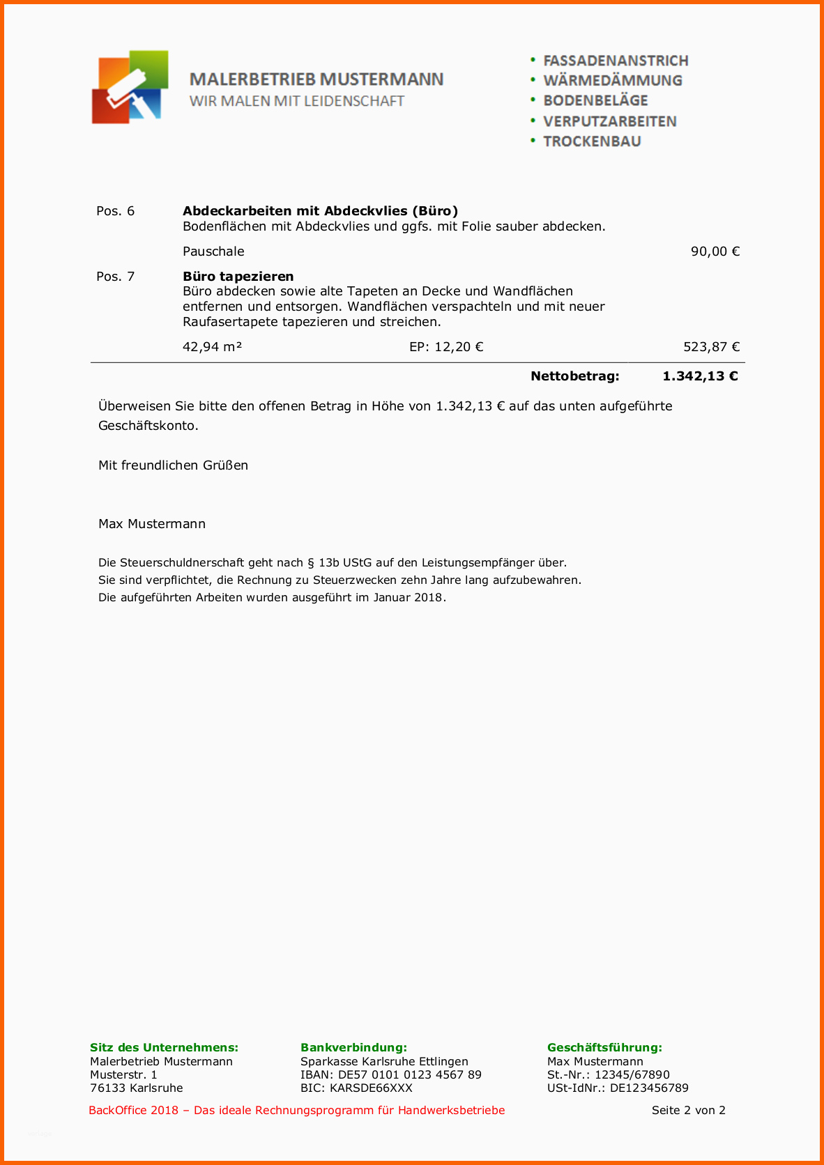 Allerbeste Muster Einer Subunternehmer Rechnung
