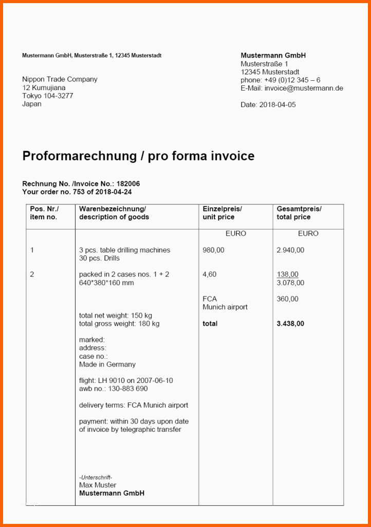 Allerbeste Proformarechnung Bedeutung Für Zoll Und Außenhandel