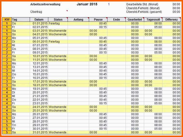 Allerbeste Schön Stundenzettel Excel Vorlage Kostenlos 2016