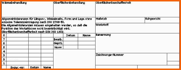 Allerbeste Schriftfeld Technische Zeichnung Vorlage A3 Schriftfeld