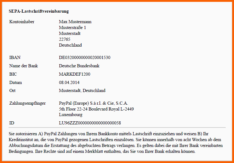Allerbeste Sepa Lastschriftmandat Vorlage Papacfo