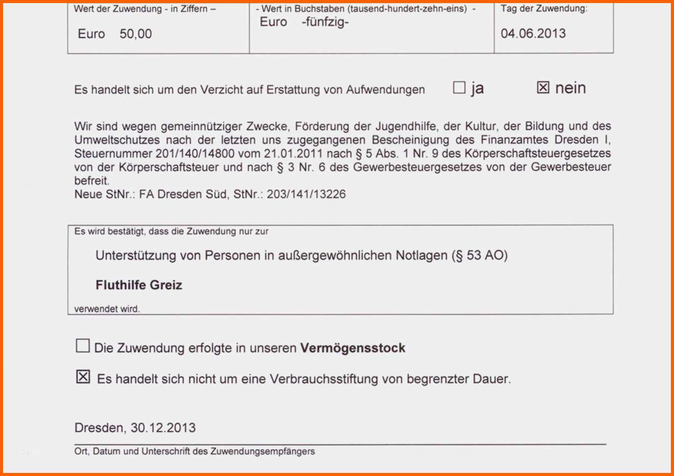 Allerbeste Spendenbescheinigung Gemeinnütziger Verein Vorlage