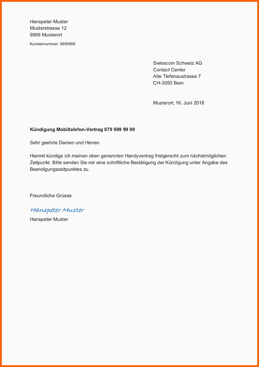 Allerbeste Swiss Kündigen Gratis Vorlage Im Word format