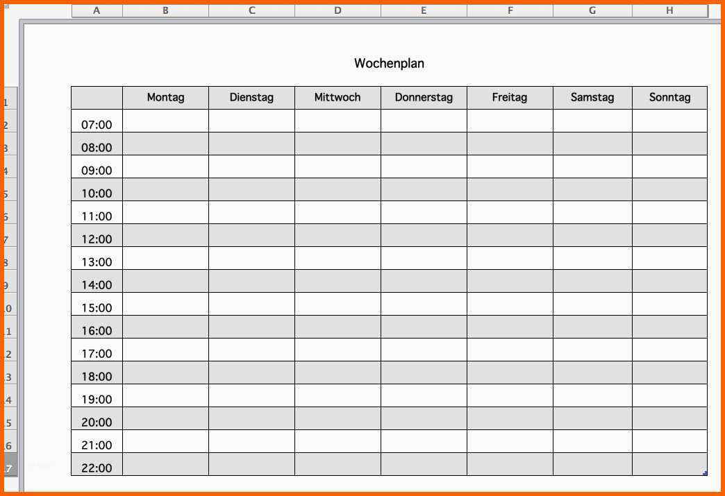 Allerbeste Wochenplan Vorlage Kindergarten Excel Vorlage Fur