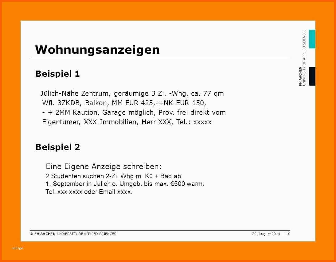 Am Beliebtesten 12 Wohnungsanzeige Schreiben Muster