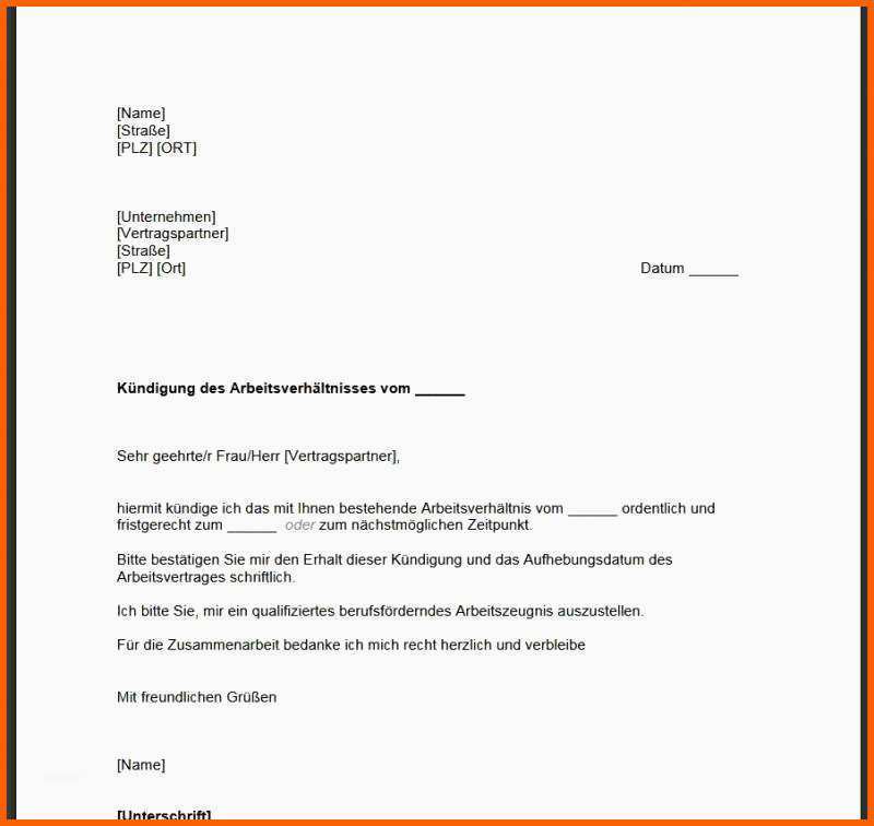 Am Beliebtesten 21 Kündigungsschreiben Arbeitnehmer Vorlage