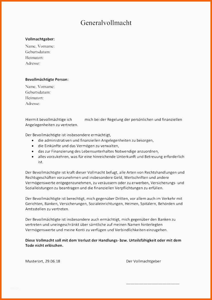 Am Beliebtesten 5 Vollmacht Muster Vorlagen123 Vorlagen123
