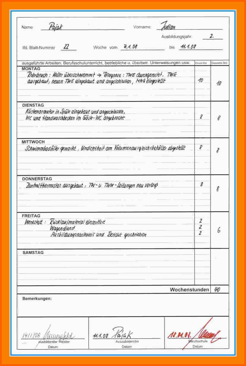 8 wochenbericht praktikum vorlage