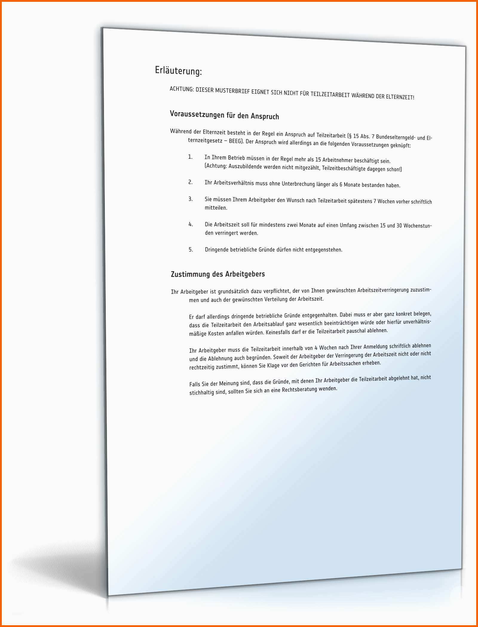 Am Beliebtesten Antrag Teilzeitarbeit Elternzeit