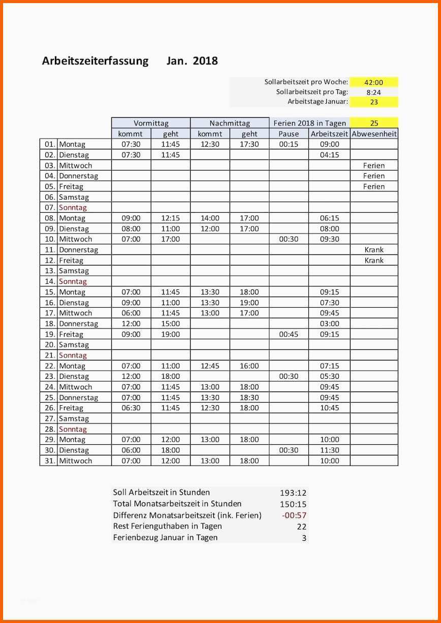 Am Beliebtesten Arbeitszeiterfassung Excel Vorlage 2019