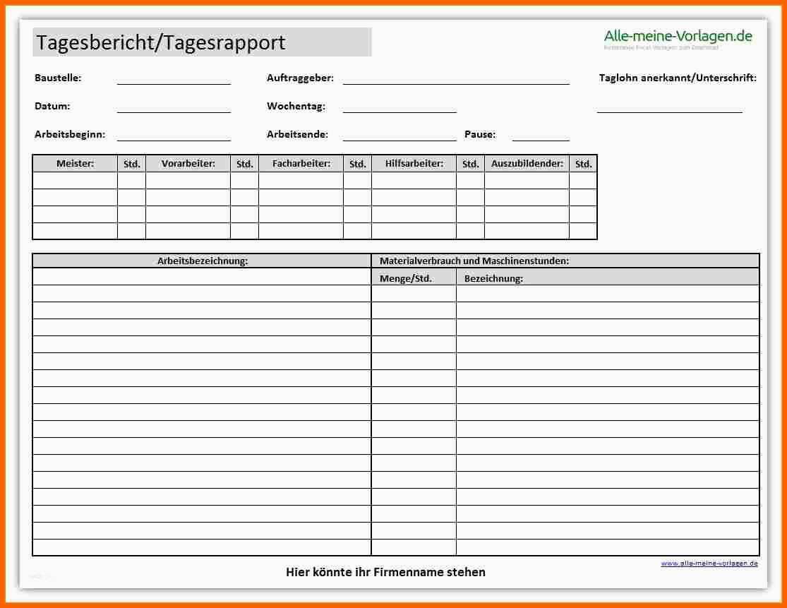 Am Beliebtesten Bau Tagesbericht Vorlage Erstaunlich Gemütlich