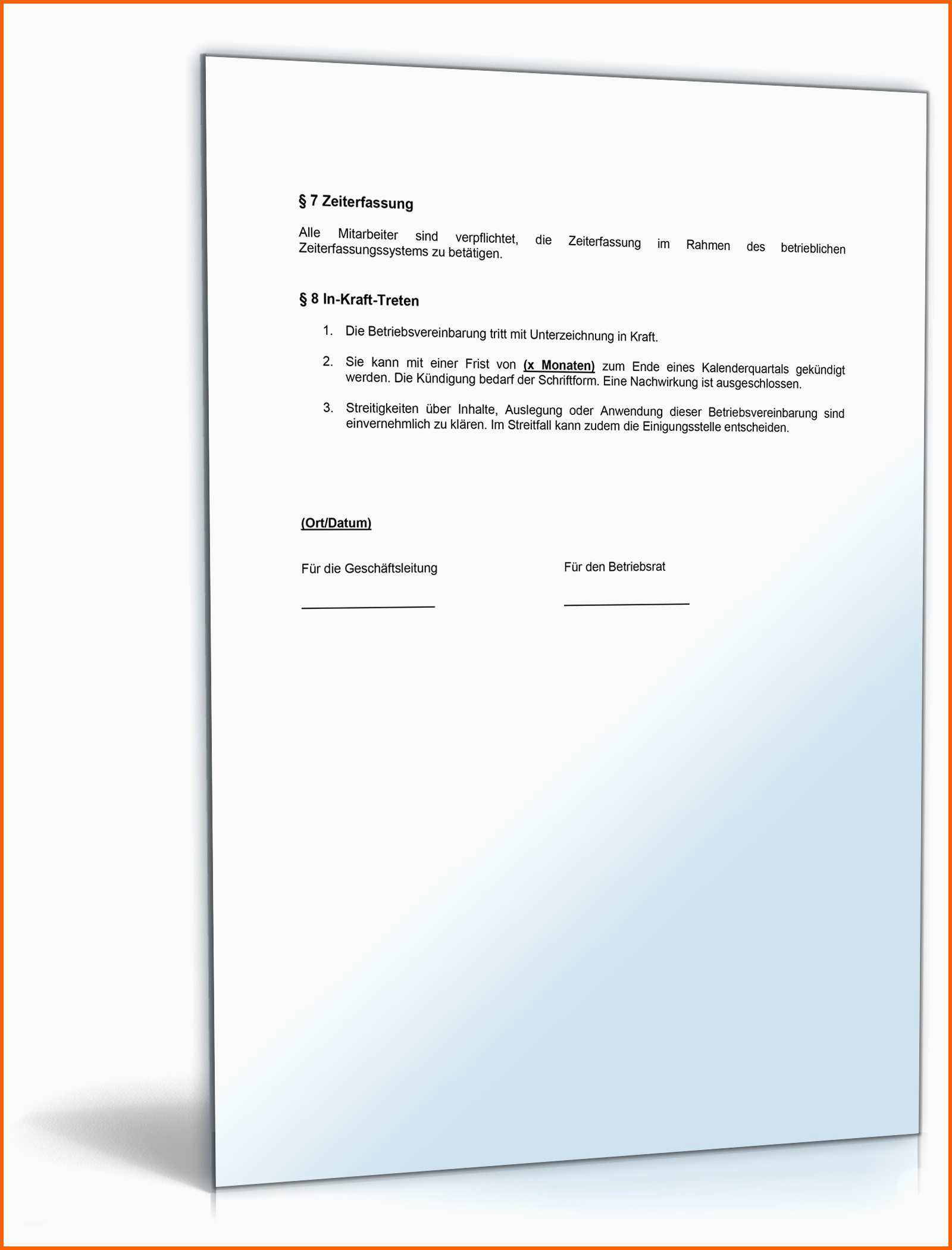 Am Beliebtesten Betriebsvereinbarung Arbeitszeit Muster Vorlage Zum Download