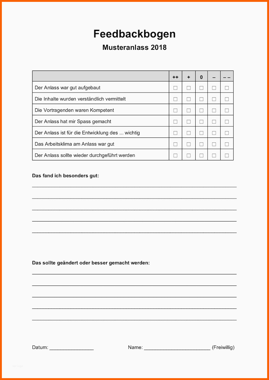 Am Beliebtesten Feedbackbogen Vorlage Im Word format