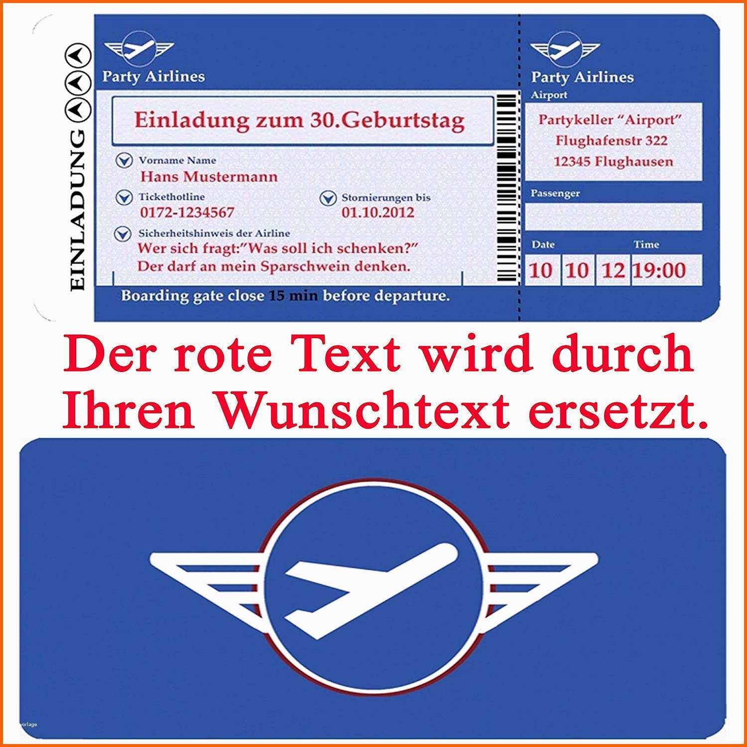 Am Beliebtesten Flugticket Vorlage Geschenk Lp71