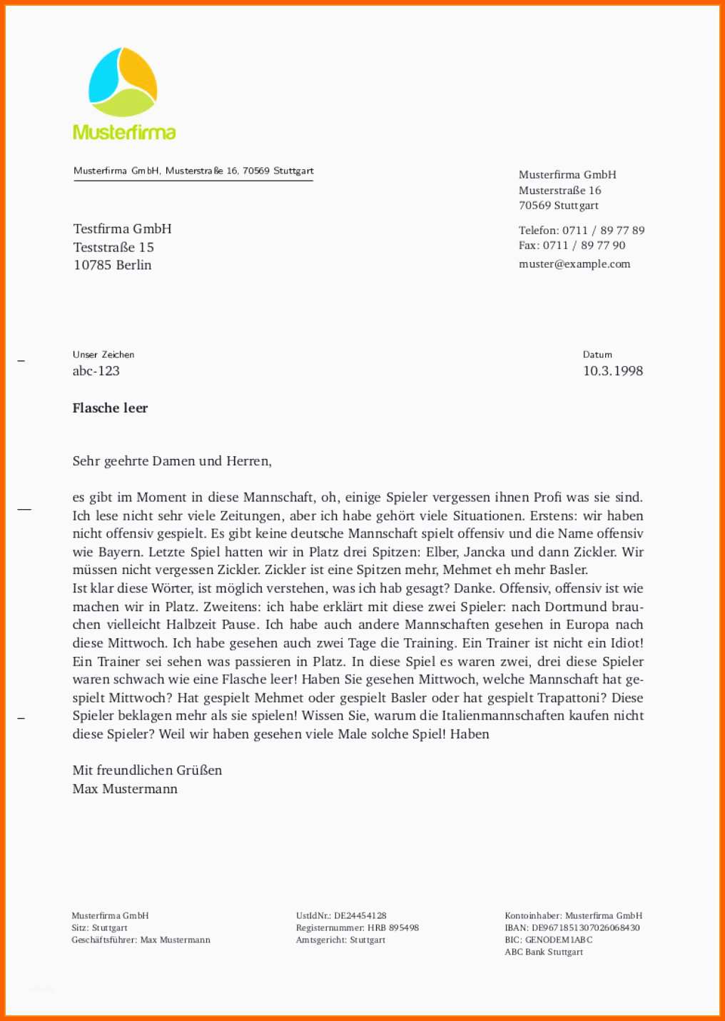 Am Beliebtesten Geschäftsbrief Muster Schule Best Business Brief Englisch
