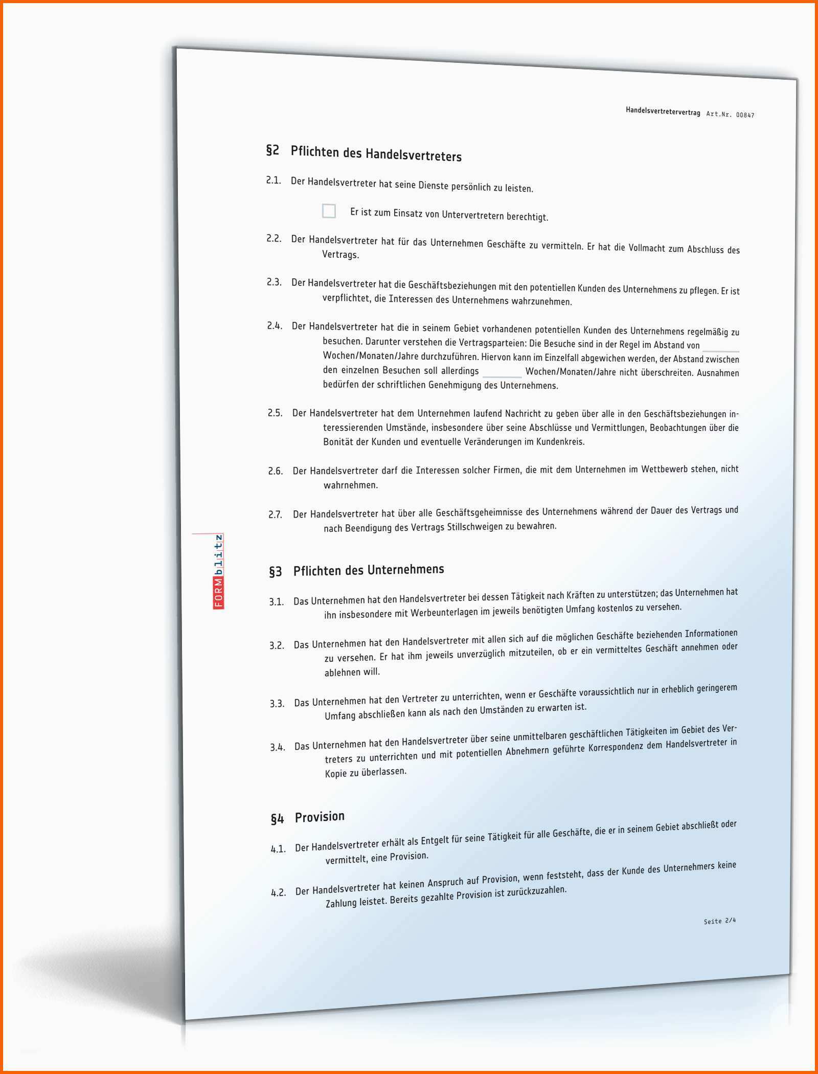 Am Beliebtesten Handelsvertretervertrag