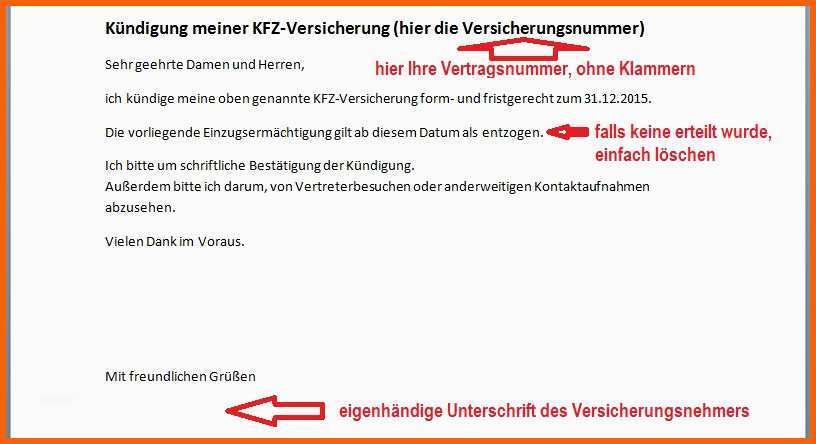 Am Beliebtesten Kündigung Kfz Versicherung Vorlage