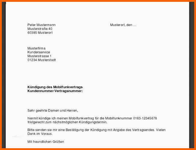 Am Beliebtesten Kundigungsschreiben Vorlage Handyvertrag Papacfo
