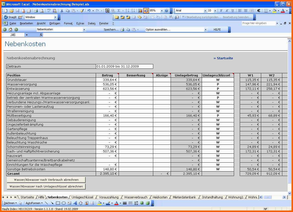 nebenkostenabrechnung excel