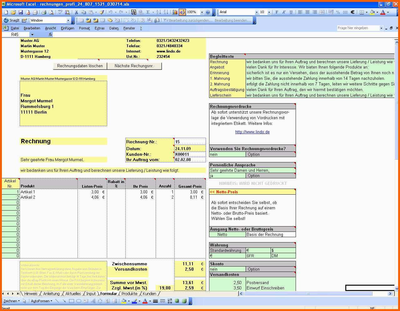 Am Beliebtesten Rechnungstool In Excel Vorlage Zum Download