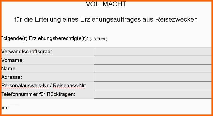 Am Beliebtesten Reisevollmacht Der Eltern Muster