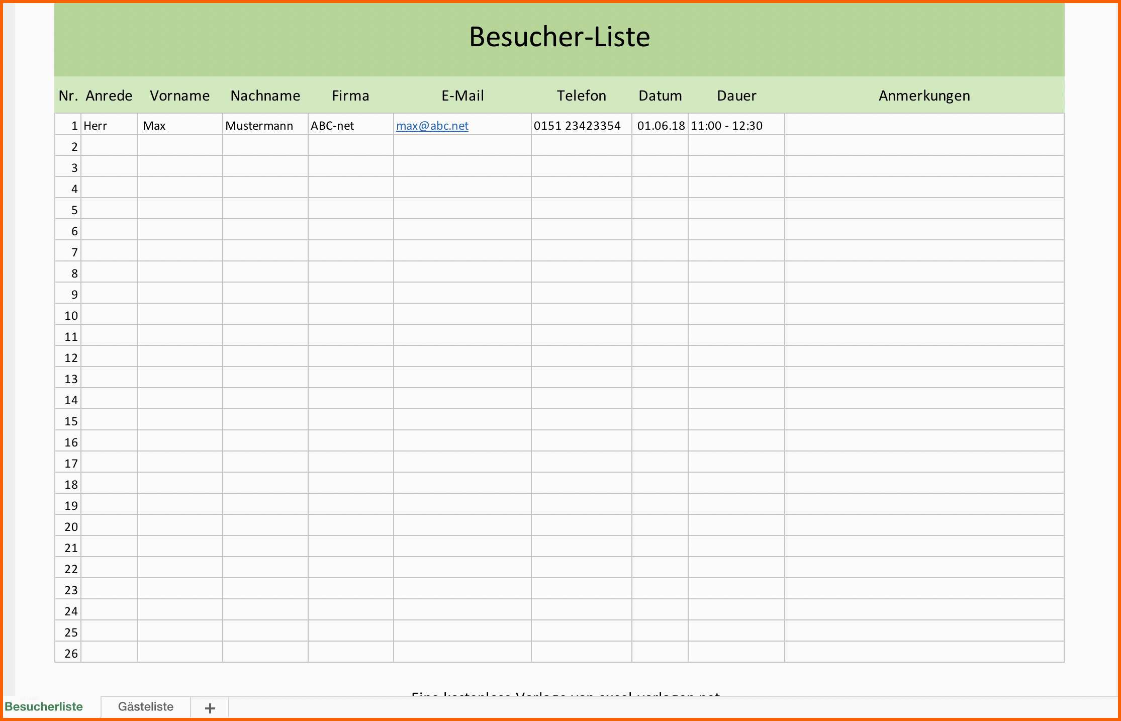 Am Beliebtesten Schlüsselverwaltung Excel Vorlage Besucher Und Gasteliste