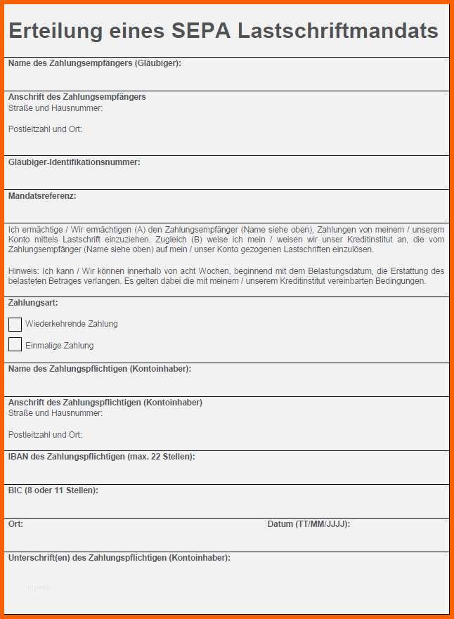 Am Beliebtesten Sepa Lastschriftmandat Vorlage Pdf Bewundernswert