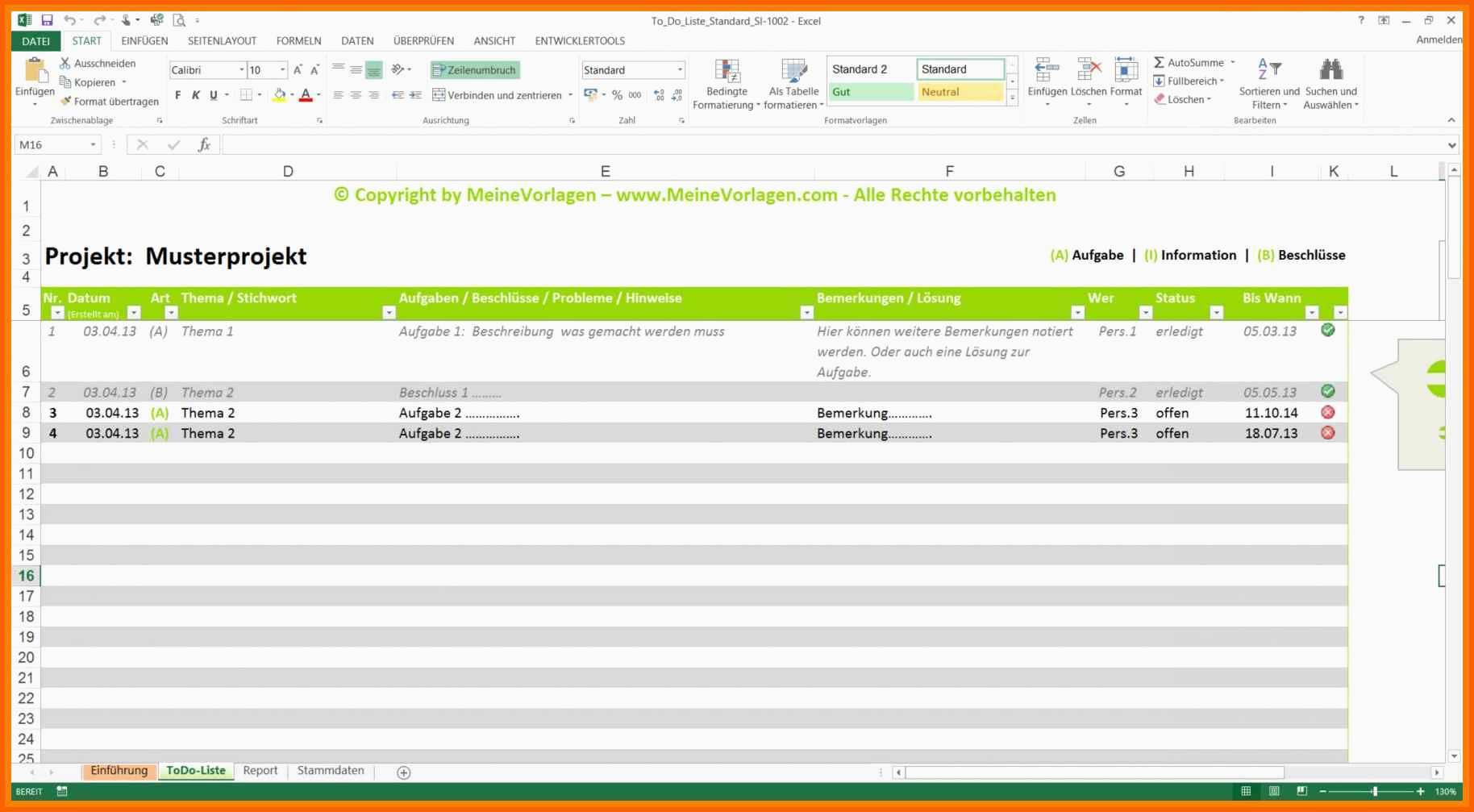 Am Beliebtesten to Do Liste Excel Vorlage – De Excel