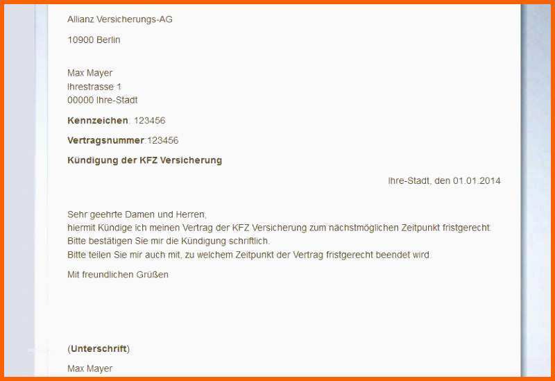 Am Beliebtesten Vorlage Kündigung Lebensversicherung Urlaubsschein Vorlage