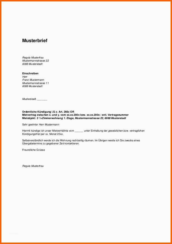 Am Beliebtesten Wohnungskündigung Vorlage Word