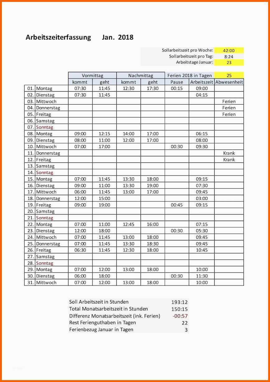 zeiterfassung excel