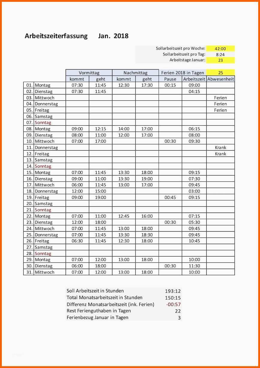 zeiterfassung excel