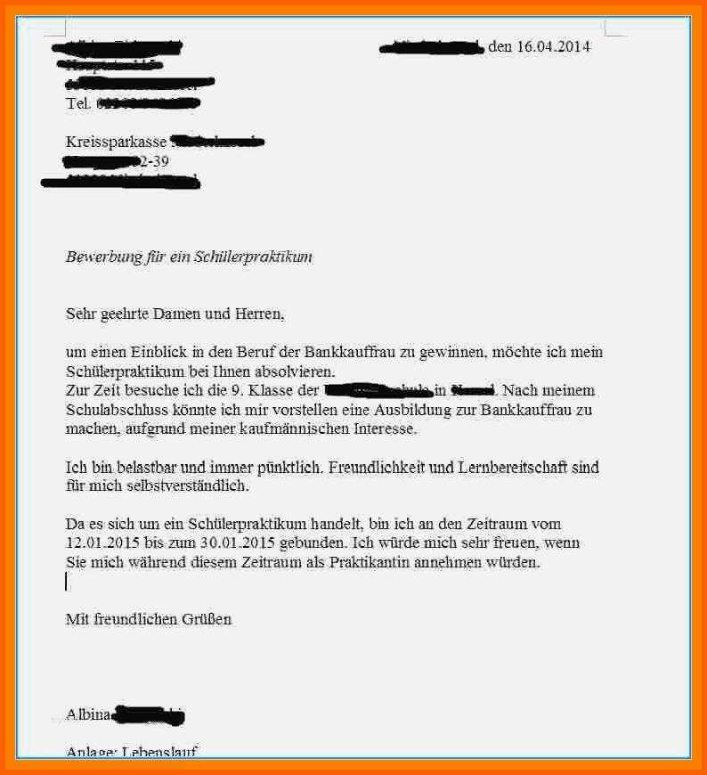 Angepasst 12 Praktikum Anschreiben Vorlage Schüler