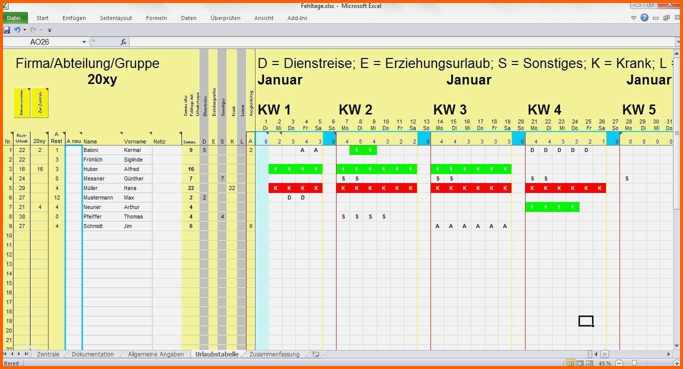 Angepasst 12 Urlaubsplan Excel Vorlage