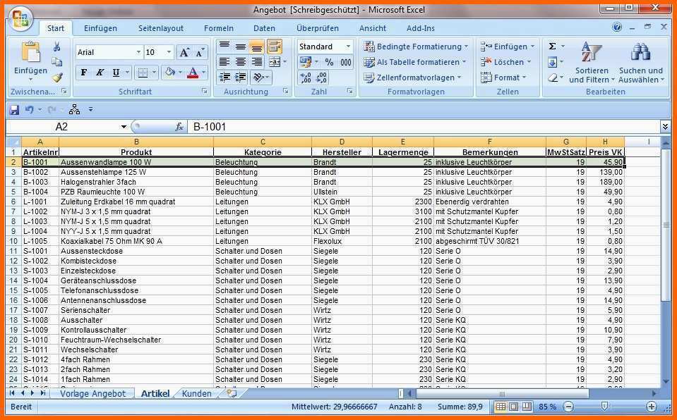 Angepasst 13 Preisliste Excel Vorlage